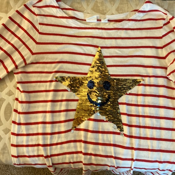 GAP Red and White Striped Long Sleeved Girls Shirt - Picture 2 of 2